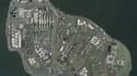 Vue aérienne de la prison de Rikers Island à New-York.