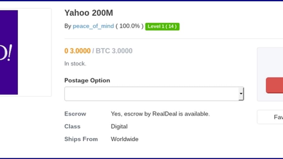 Base d'identifiants Yahoo en vente dans le Darkweb Base d'identifiants Yahoo en vente dans le Darkweb