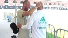 Christophe Dugarry et Zinedine Zidane, pendant la préparation du Real Madrid à Los Angeles.