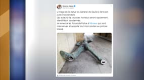 La statue dégradée, tweetée par l'élue Séverine Gipson. 