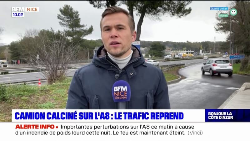 Incendie d'un camion sur l'A8 près d'Antibes: la circulation a repris en direction de l'Italie