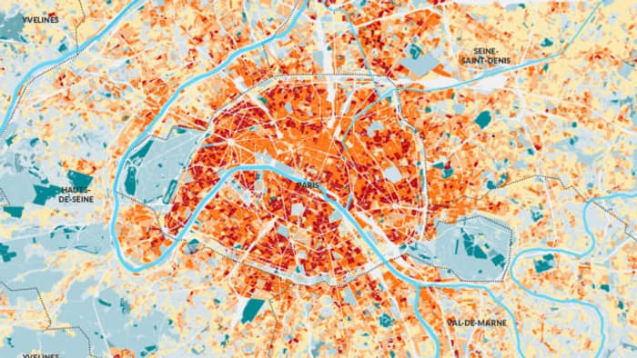 La carte des micro-îlots de chaleur urbains à Paris et en petite couronne