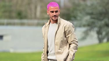 Antoine Griezmann lors de son arrivée à Clairefontaine, le 20 mars 2023