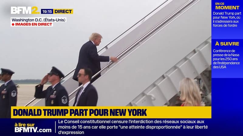 Donald Trump monte à bord d'Air Force One pour rejoindre New York