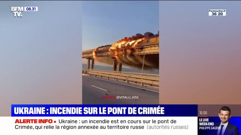 Guerre en Ukraine: ce que l'on sait sur l'incendie qui s'est déclaré sur le pont de Crimée