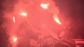 Des fumigènes lors du match OL-OM