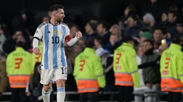 Lionel Messi célèbre son but lors de la victoire de l'Argentine face à l'Equateur en qualifications à la Coupe du monde 2026, le 7 septembre 2023