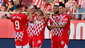 Les joueurs de Gérone célèbrent un but contre Osasuna en août 2024.