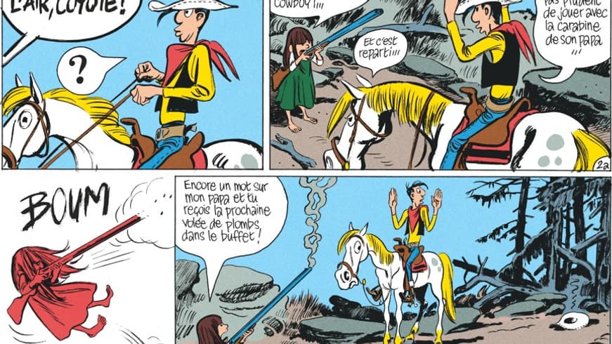 Un détail d'une planche de l'album de "Lucky Luke" "Les Indomptés" par Blutch
