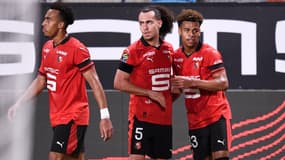 Arthur Theate et Désiré Doué avec le Stade Rennais, 13 avril 2024