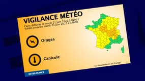 15 départements sont placés en vigilance orange par Météo-France ce mardi 21 juin
