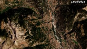 Image satellite du massif des Écrins le 2 août 2022.