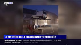 Dans une commune du Finistère, une fourgonnette découverte garée sur le toit d'un abribus