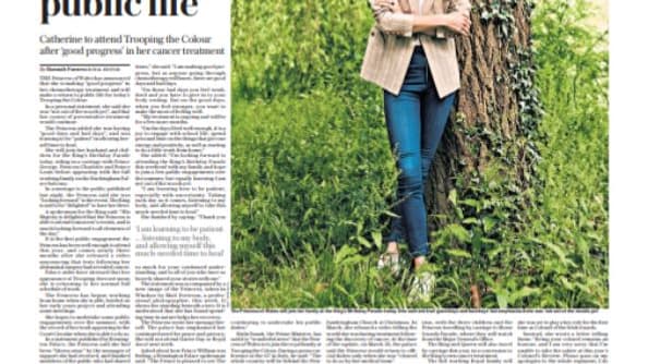 Kate Middleton en une du Daily Telegraph, le 15 juin 2024