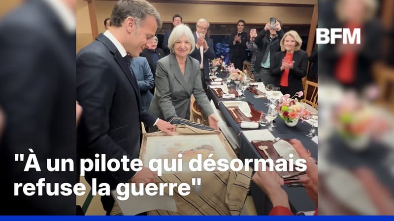 En visite au Japon, Emmanuel Macron reçoit une œuvre dédicacée de Hayao Miyazaki