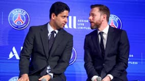 Nasser Al-Khelaïfi avec Marc Amstrong au PSG en février 2019