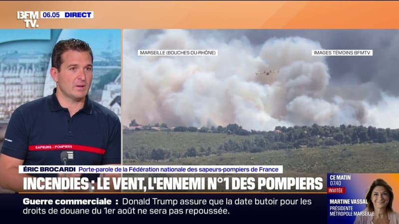 Incendie à Marseille: Son axe de propagation se poursuit (...) à une vitesse calculée à 1.200 m/h, témoigne Éric Brocardi (sapeurs-pompiers de France)