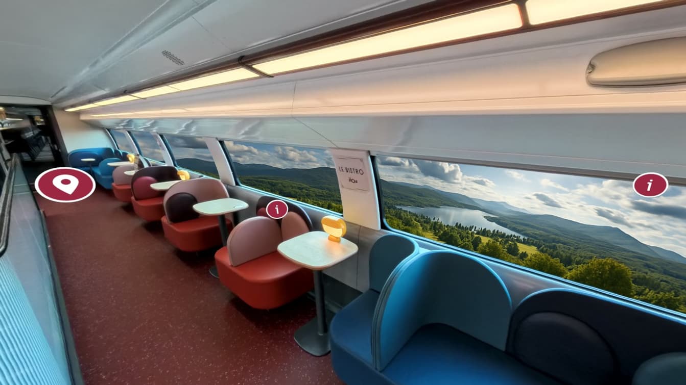 Visite virtuelle du TGV M, ici le Bistro