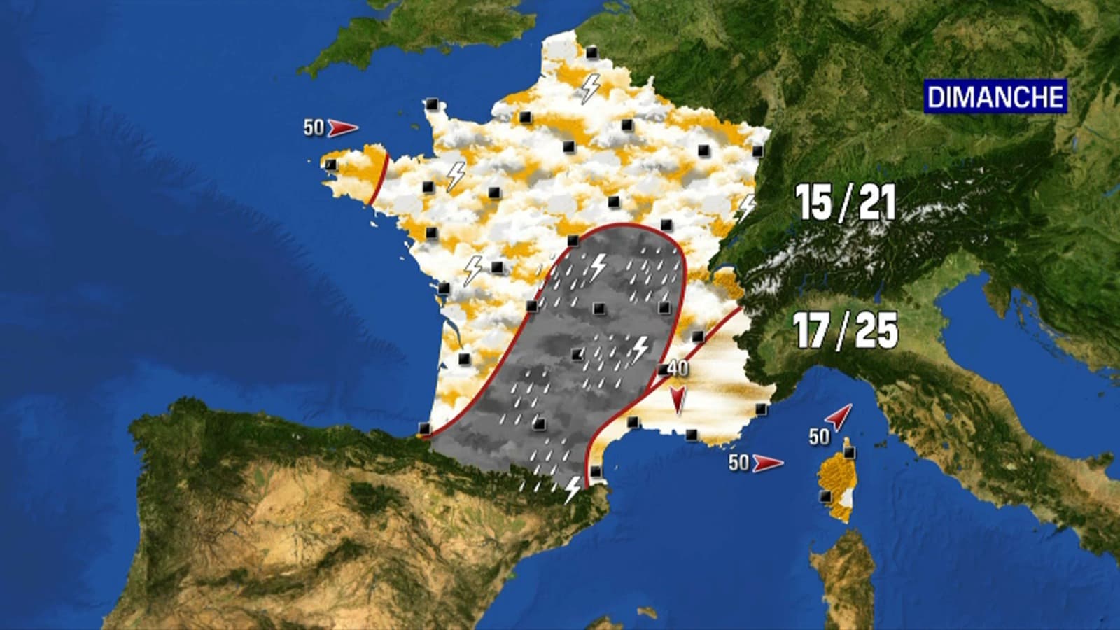 Prévisions météo pour le dimanche 4 juillet 2021