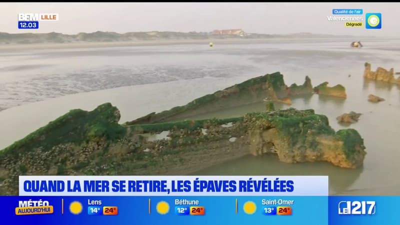 Zuydcoote: la mer se retire et dévoile l'épave du Crested Eagle