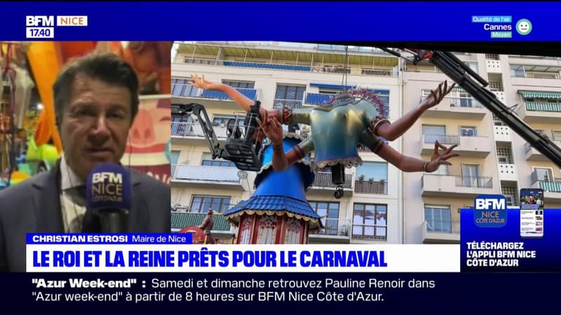 Nice: Christian Estrosi était en visite dans les locaux où sont entreposés les chars du carnaval dont la 150e édition débute ce week-end