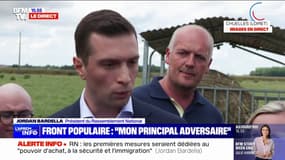 "Rien n'est gagné", estime Jordan Bardella en campagne à Chuelles (Loiret) dans une exploitation agricole