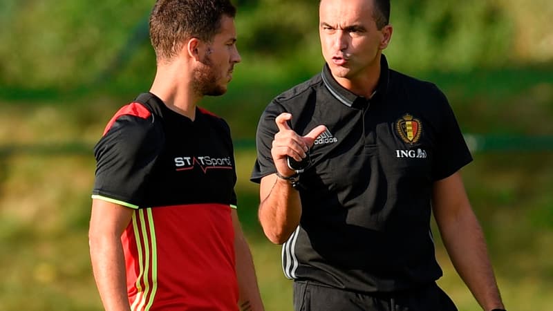 Eden Hazard et Roberto Martinez