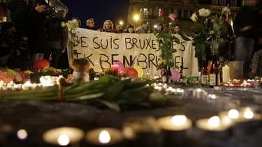 Sur la place de la Bourse de Bruxelles, le soir du 22 mars 2016.