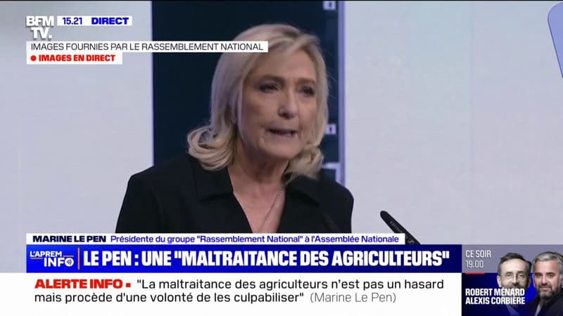 Colère agricole: Marine Le Pen dénonce une 