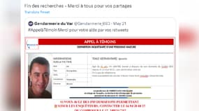 les gendarmes du Var ont annoncé ce mardi 6 juin que les recherches étaient terminées. 