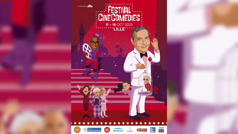 L'affiche de la sixième édition du festival CineComedies de Lille, du 11 au 15  octobre 2023.