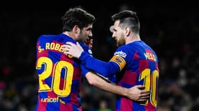 Sergi Roberto et Lionel Messi avec le Barça.