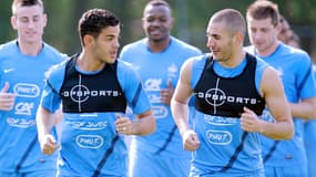 Hatem Ben Arfa et Karim Benzema lors de la préparation à l'Euro 2012