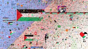 La "Pixel War" mondiale de Wplace.live (ici, la bande de Gaza)