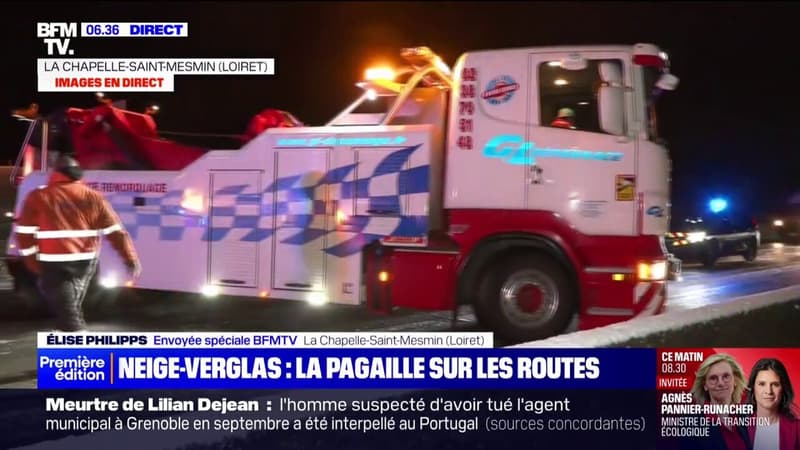 Neige dans le Loiret: un accident entre deux camions sur l'A10