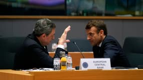 Emmanuel Macron et Mario Draghi, lors d'un sommet à la Banque centrale européenne, à Bruxelles, le 21 juin 2019.
