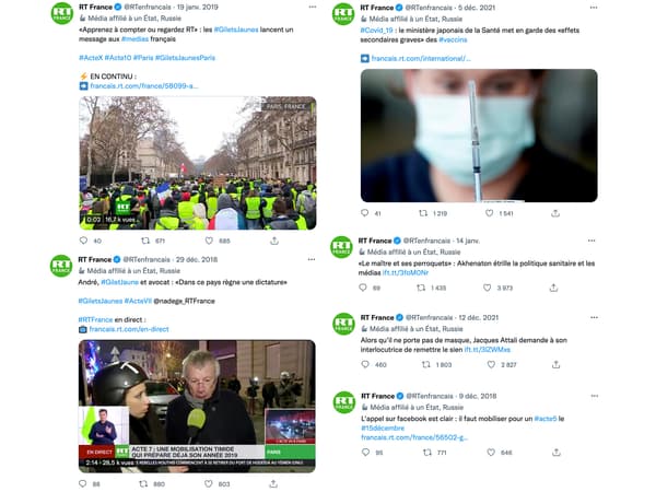 Les tweets les plus populaires du compte RT France