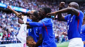 L'équipe de France masculine de football olympique, aux JO de Paris le 9 août 2024