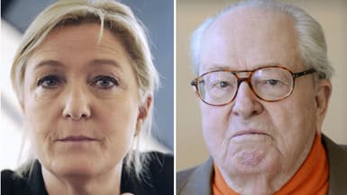 Combinaison de photos de Marine et Jean-Marie Le Pen.