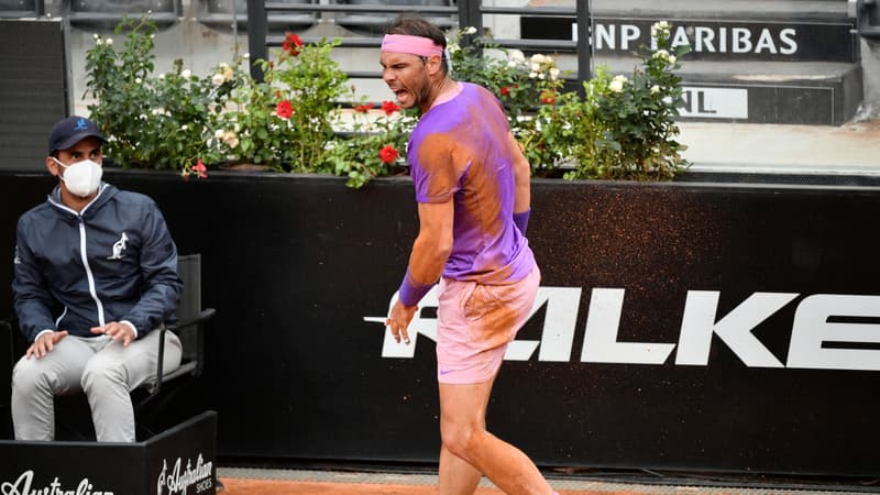 Masters 1000 Rome: le coup de colère de Nadal après une glissade sur la ligne