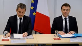Gérald Darmanin et Emmanuel Macron le 14 mars 2023 à Paris 