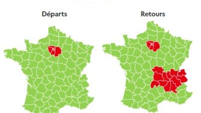 Les difficultés de circulation se concentreront sur les régions Ile-de-France et Auvergne-Rhône-Alpes. Les difficultés de circulation se concentreront sur les régions Ile-de-France et Auvergne-Rhône-Alpes.