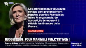 Budget 2026: dans une lettre à François Bayrou, Marine Le Pen dénonce des "arbitrages injustes pour les Français"