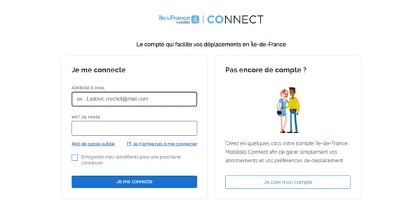 Un faux site quasi-parfait du module de connexion aux comptes Ile-de-France Mobilités