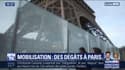 Gilets jaunes: le mur de verre de la Tour Eiffel vandalisé 