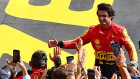 Carlos Sainz après sa 3e place au Grand Prix d'Italie, le 3 septembre 2023