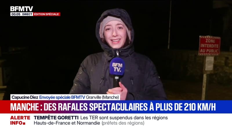 Tempête Goretti: malgré les interdictions des autorités, les badauds sont venus profiter du spectacle à Granville dans la Manche