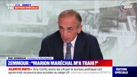 Éric Zemmour (président de Reconquête): "Marion Maréchal s'exclut d'elle-même de ce parti qu'elle a toujours méprisé"