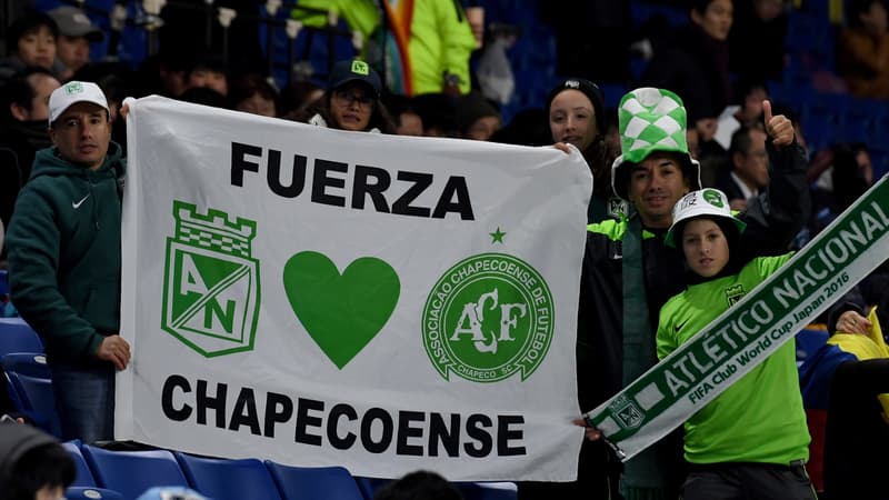 Les supporters de Chapecoense apportent leur soutien