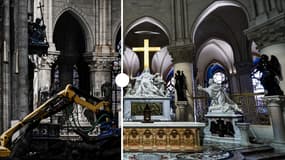 L'évolution de l'autel de Notre-Dame, entre l'incendie de 2019 et la fin de la rénovation le 29 novembre 2024.